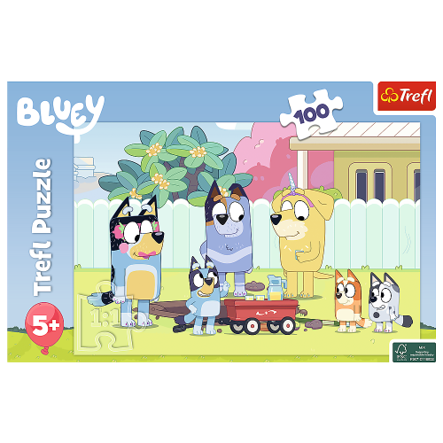 Puzzle Bluey 100 el. Wesoły świat Bluey ♕ Bestseller Puzzle Bluey 100 el. Wesoły świat