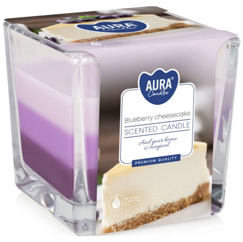 Świeca zapachowa w szkle trójkolorowa SERNIK JAGODOWY