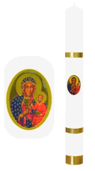 ŚWIECA gromnica torebkowa z naklejką MB CZĘSTOCHOWSKA - Ø40 mm, wys. 30 cm