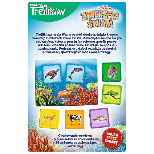 TREFL. Gra dla dzieci Zwierzęta Świata Rodzina Treflików