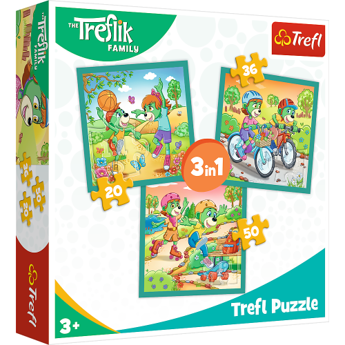 TREFL. Puzzle 3w1 Rodzina Treflików, Poznaj Trefliki