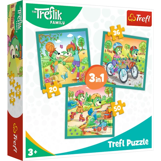 TREFL. Puzzle 3w1 Rodzina Treflików, Poznaj Trefliki