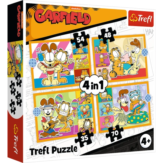 TREFLPuzzle 4w1 - Garfield kocha lazanię