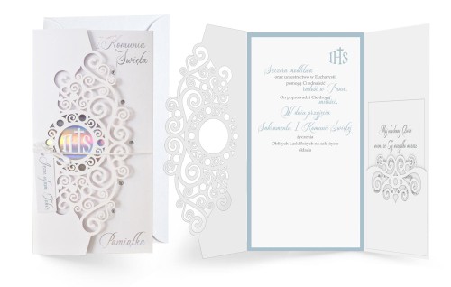 Karnet z życzeniami na I Komunię Świętą kartka komunijna z życzeniami