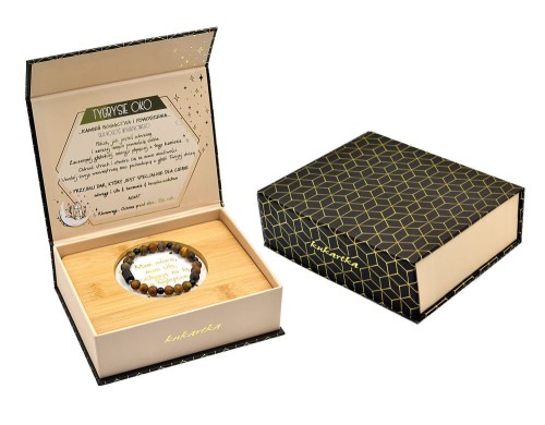 Bransoletka męska - Tygrysie Oko minerał w pamiątkowym pudełku
