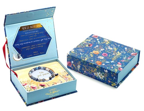 Bransoletka - Niebieski Awenturyn minerał w pamiątkowym pudełku