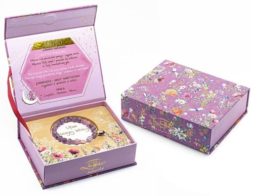 Bransoletka - - AMETYST minerał w pamiątkowym pudełku