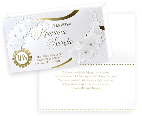 Karnet z życzeniami na I Komunię Świętą kartka komunijna z życzeniami