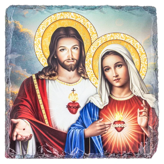 Serce Jezusa i Serce Maryi - Obrazek Religijny na granicie