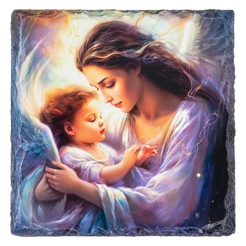 Anioł Stróż z dzieciątkiem - Obrazek Religijny na granicie