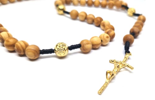 Różaniec papieski DRZEWO OLIWNE na sznurku makrama