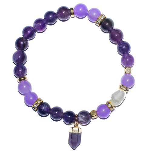 Bransoletka - AMETYST minerał w pamiątkowym pudełku