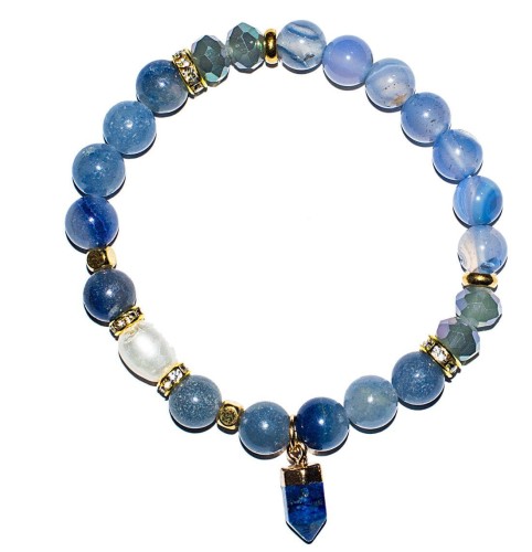 Bransoletka - Niebieski Awenturyn minerał w pamiątkowym pudełku