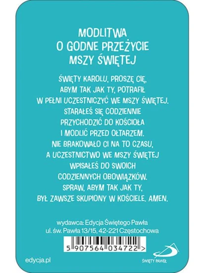Karta "Modlitwa o godne przeżycie Mszy Świętej"