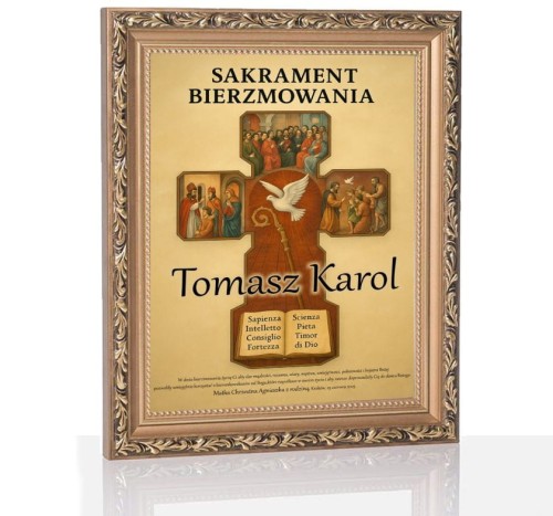 Obraz pamiątkowy Sakrament Bierzmowania - nadruk na szkle