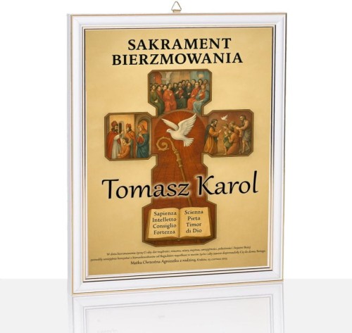 Obraz pamiątkowy Sakrament Bierzmowania - nadruk na szkle