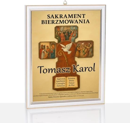 Obraz pamiątkowy Sakrament Bierzmowania - nadruk na szkle