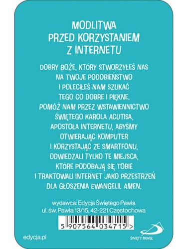 Karta "Modlitwa przed korzystaniem z internetu"