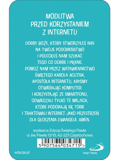 Karta "Modlitwa przed korzystaniem z internetu"