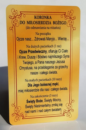 Obrazek święty - Koronka do Miłosierdzia Bożego - 8x5cm