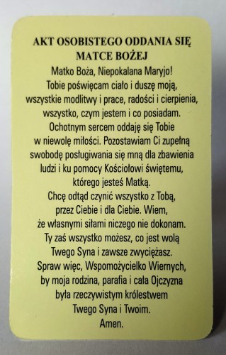 Obrazek święty - "modlitwa w drodze" Matka Boża Częstochowska- 8x5cm