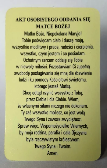 Obrazek święty - "modlitwa w drodze" Matka Boża Częstochowska- 8x5cm