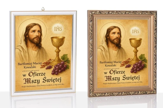 Obraz pamiątkowy KOMUNIA - Jezus Chrystus nadruk na szkle