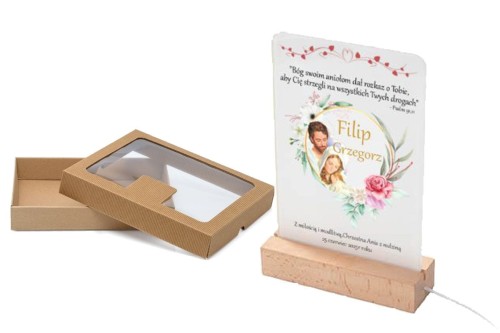 Lampka nocna LED z nadrukiem Rodzina Święta- prezent pamiątka Chrzest Święty