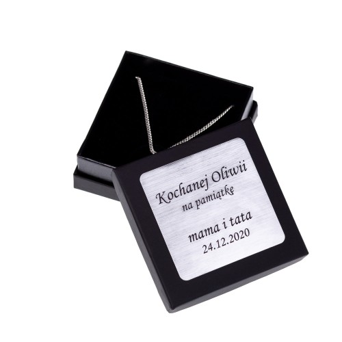 Srebrny (pr.925) pozłacany KRZYŻYK z cyrkoniami łańcuszek DEDYKACJA - Pamiątka Prezent