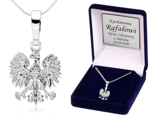 Srebrny ORZEŁ godło - polski znak narodowy Zawieszka Łańcuszek pr.925