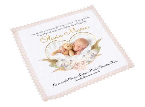 Szatka EKO ♻ KRZYŻMO z nadrukiem BOHO - Pamiątka Chrztu na Chrzest