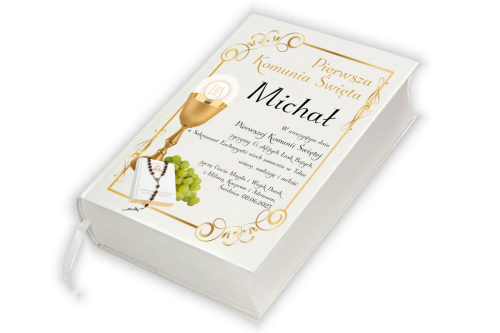 Biblia Tysiąclecia. Format oazowy - oprawa twarda z nadrukiem IHS Komunia
