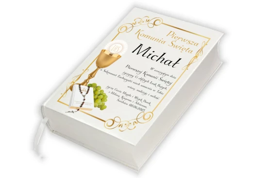 Biblia Tysiąclecia. Format oazowy - oprawa twarda z nadrukiem IHS Komunia
