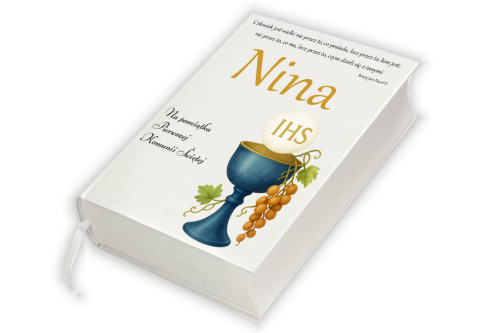 Biblia Tysiąclecia. Format oazowy - oprawa twarda z nadrukiem IHS Komunia
