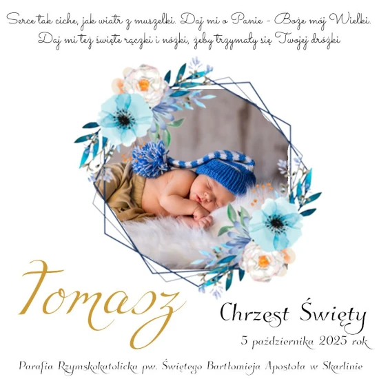 Projekt ROYAL BLUE - Pudełko ZE ZDJĘCIEM maleństwa - Pamiątka Chrztu Świętego etui
