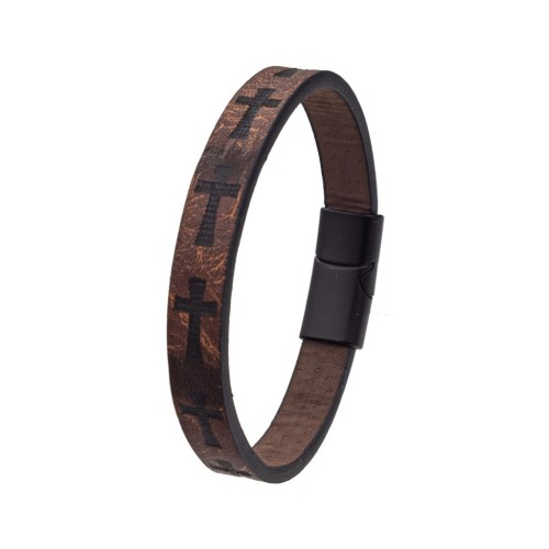 Bransoletka skórzana z zapięciem magnetycznym brązowa