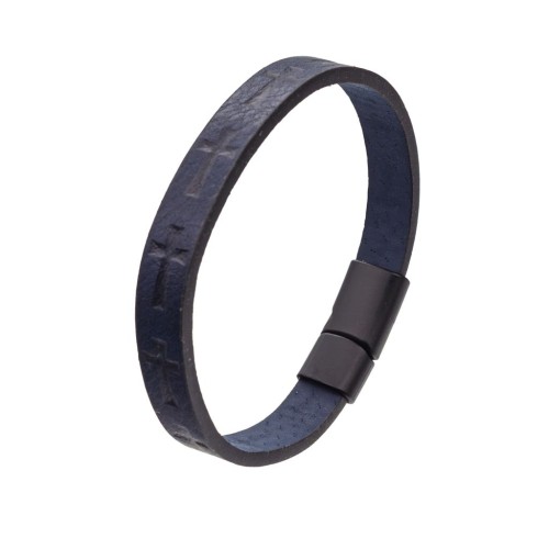 Bransoletka skórzana z zapięciem magnetycznym głęboki granat