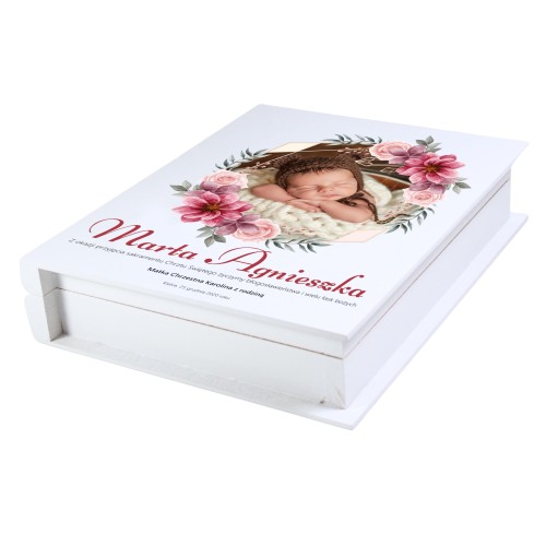 Pudełeczko drewniane z nadrukiem UV "PHOTO"- Pamiątka Skrzyneczka ze zdjęciem wzór MAROON