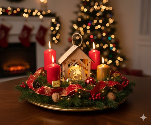 Lampion w aranżacji świątecznej