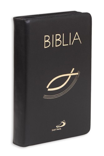 Biblia "z rybką" - oprawa czarna, z suwakiem, z kolorową wkładką