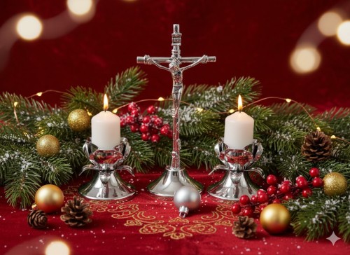 Komplet kolędowy metalowy  w klimacie świątecznym