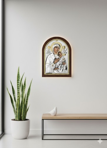 Obrazek srebrny IKONA Matka Boża Nieustającej Pomocy w aranżacji domowej