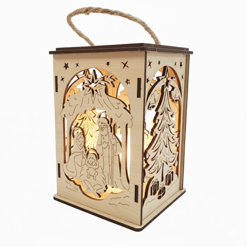 Lampion adwentowy - EKO - drewniany w kolorze naturalnym