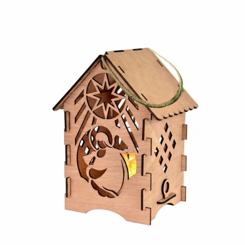 Lampion adwentowy drewniany EKO