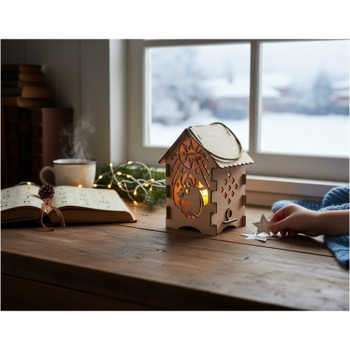 Lampion adwentowy drewniany EKO w aranżacji domowej