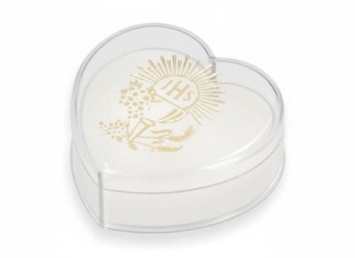 Pudełko na różaniec IHS – serce, pamiątka Komunii