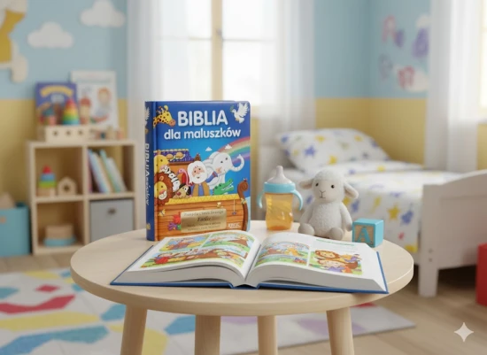 Książka z grawerem - Biblia dla maluszków w aranżacji pokoju dziecięcego