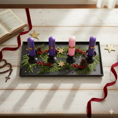 Zestaw Świec Adwentowych w przykładowej aranżacji