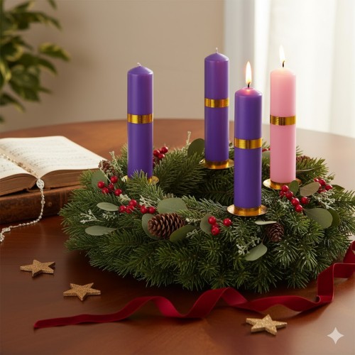 Zestaw Świec Adwentowych w przykładowej aranżacji