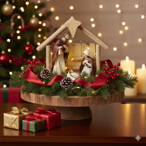 Szopka bożonarodzeniowa w aranżacji Świąt Bożego Narodzenia